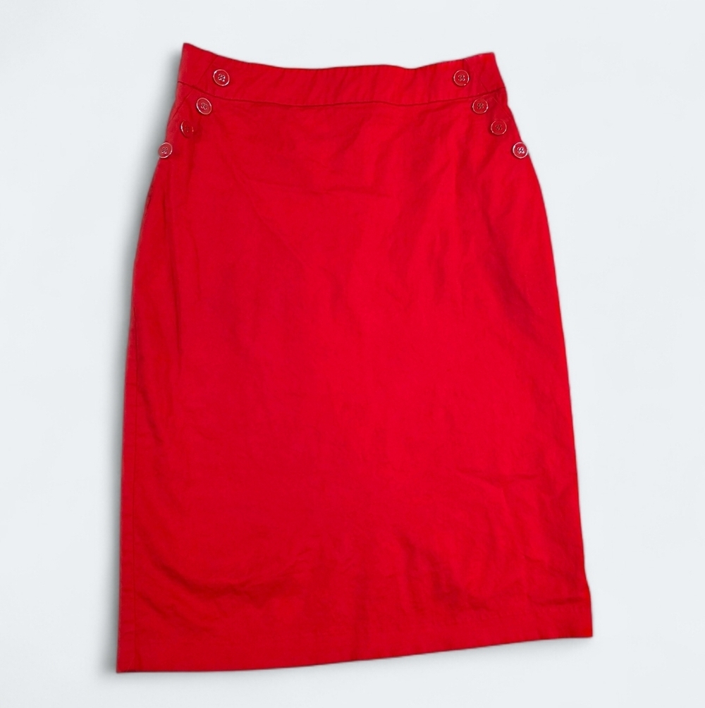7th Avenue New York & Co Red Skirt Size 6 Average Midi Pencil Straight